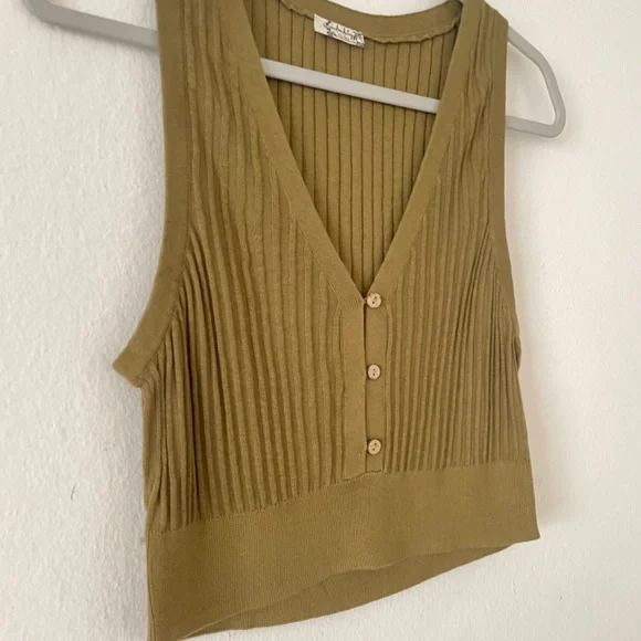 Free People Seascape Sweater Vest tank green Size M - Picture 7 of 11